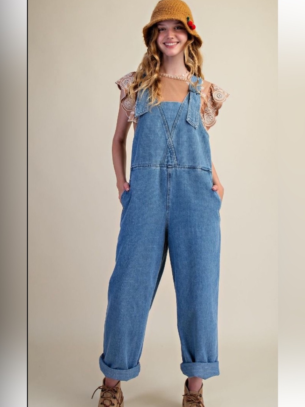 244 ❤️ EASEL ADJUSTABLE STRAPS WASHED DENIM
OVERALLS